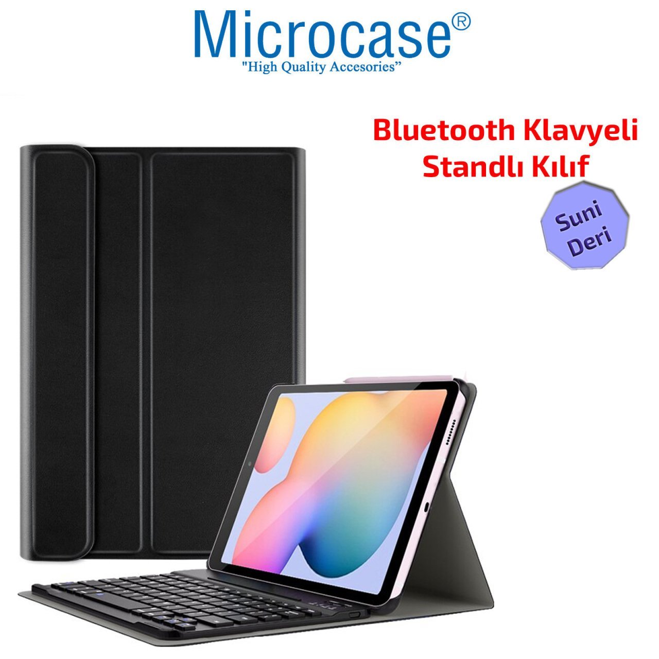 Microcase Samsung Galaxy Tab S6 Lite P610 10.4 inch Tablet Bluetooth Klavyeli Standlı Kılıf - BKK1