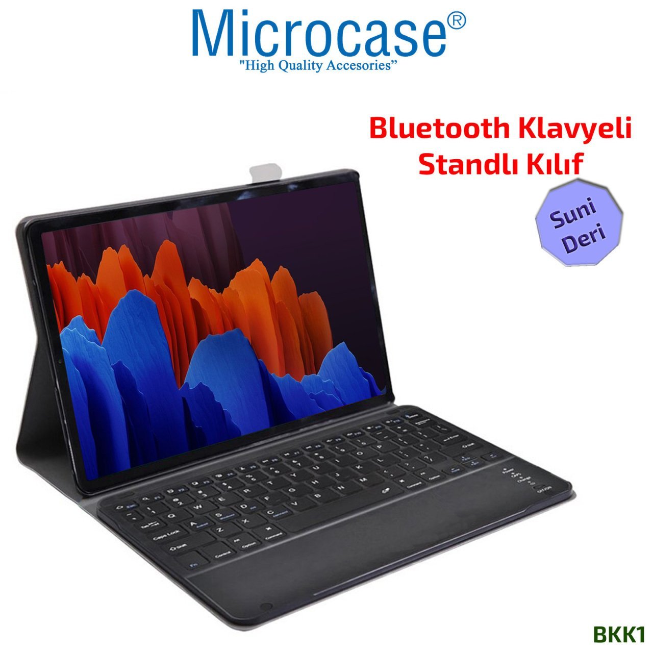 Microcase Samsung Galaxy Tab S7 Plus T970 T976 Tablet Bluetooth Klavyeli Standlı Kılıf - BKK1