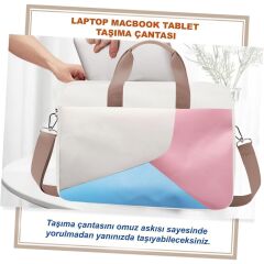 Microcase Samsung S11 Ultra 14.6 inch için Tablet Çantası 2 Bölmeli AL4227 Krem Pembe Mavi