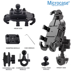 Microcase 360 Derece Dönen Titreşim Önleyici Metal Motosiklet Bisiklet Scooter Telefon Tutucu - AL5073