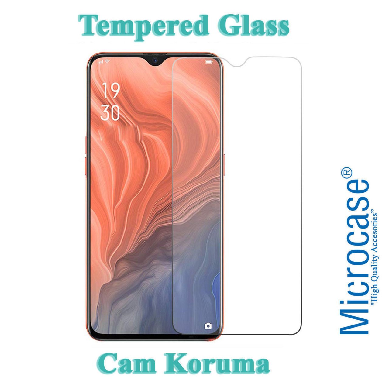 Microcase Oppo Reno Z Tempered Glass Cam Ekran Koruma