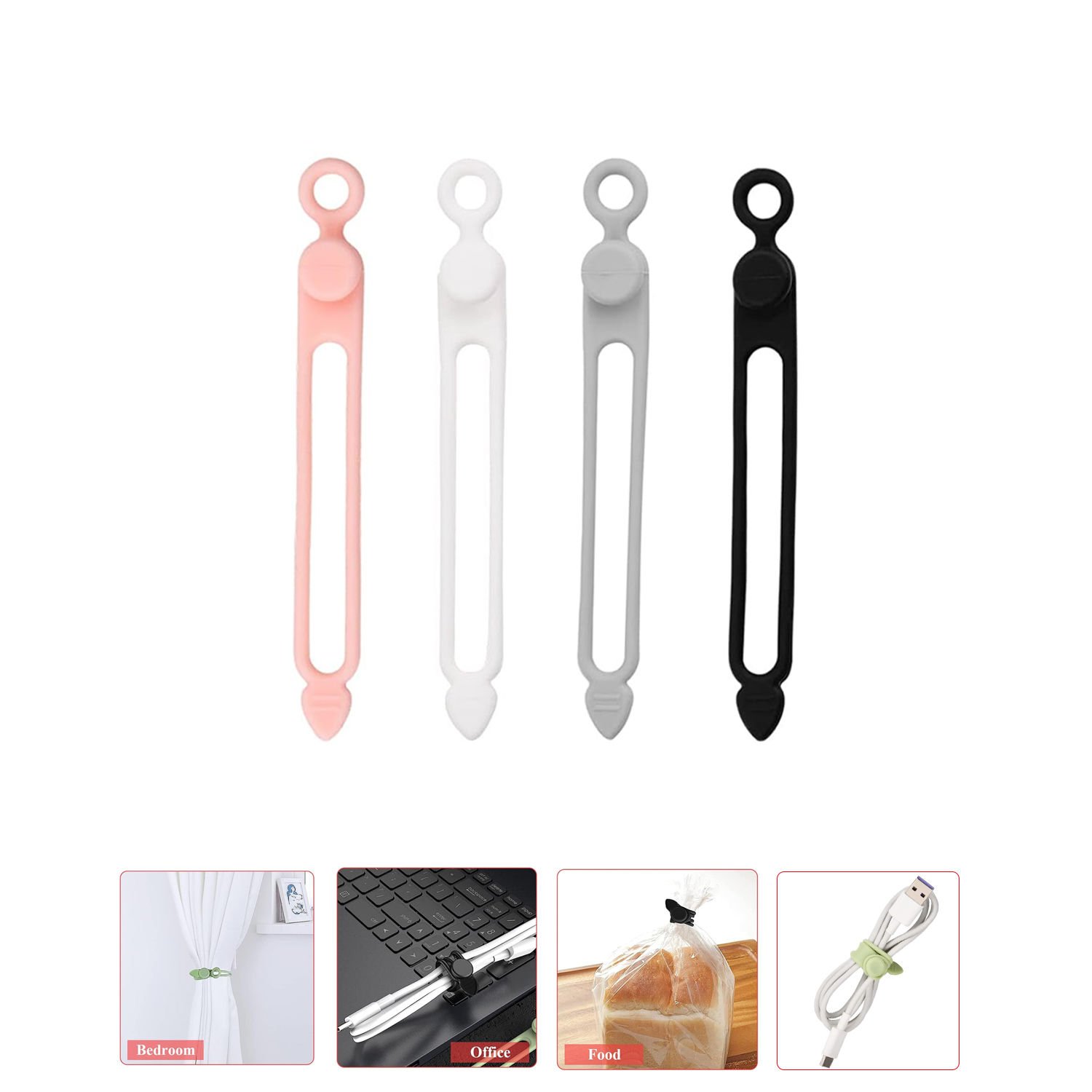 Microcase Yeniden Kullanılabilir Elastik Silikon Kablo Organizatörü Kablo Bağı Kablo Düzenleyici 2 Adet AL4476