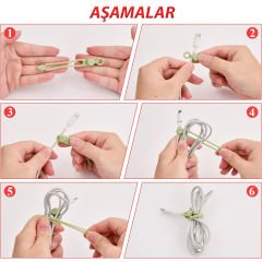 Microcase Yeniden Kullanılabilir Elastik Silikon Kablo Organizatörü Kablo Bağı Kablo Düzenleyici 2 Adet AL4476