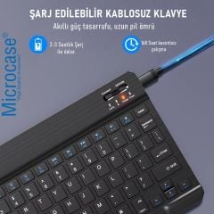 Microcase Samsung Galaxy Tab A7 SM-T500  Tablet ile uyumlu Bluetooth Türkçe Klavyeli Standlı Kılıf AL4824 ITHL