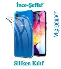 Microcase Samsung Galaxy A50s İnce 0.2 mm Soft Silikon Kılıf - Şeffaf + Tempered Glass Cam Koruma