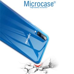 Microcase Samsung Galaxy A50s İnce 0.2 mm Soft Silikon Kılıf - Şeffaf + Tempered Glass Cam Koruma