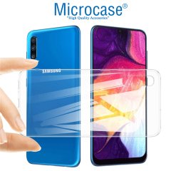 Microcase Samsung Galaxy A50s İnce 0.2 mm Soft Silikon Kılıf - Şeffaf + Tempered Glass Cam Koruma