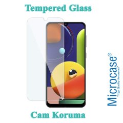 Microcase Samsung Galaxy A50s İnce 0.2 mm Soft Silikon Kılıf - Şeffaf + Tempered Glass Cam Koruma