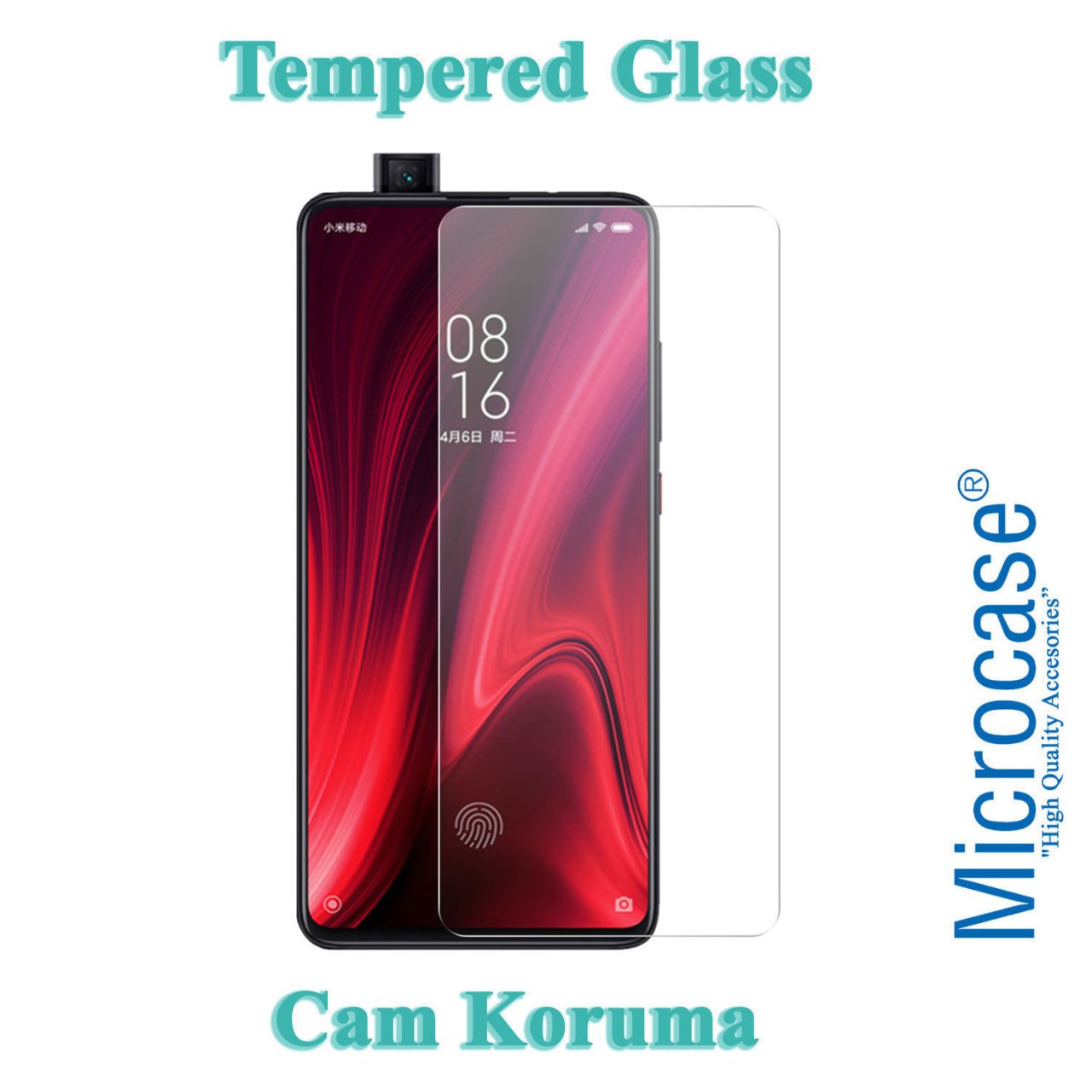 Microcase Xiaomi Mi 9T Tempered Glass Cam Ekran Koruma