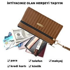 Microcase 3 Bölmeli Fermuarlı Bilek Askılıklı Saten Görünümlü Kadın Cüzdanı AL4497