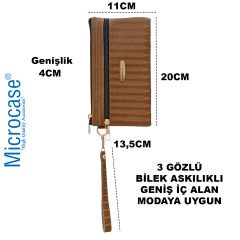 Microcase 3 Bölmeli Fermuarlı Bilek Askılıklı Saten Görünümlü Kadın Cüzdanı AL4497
