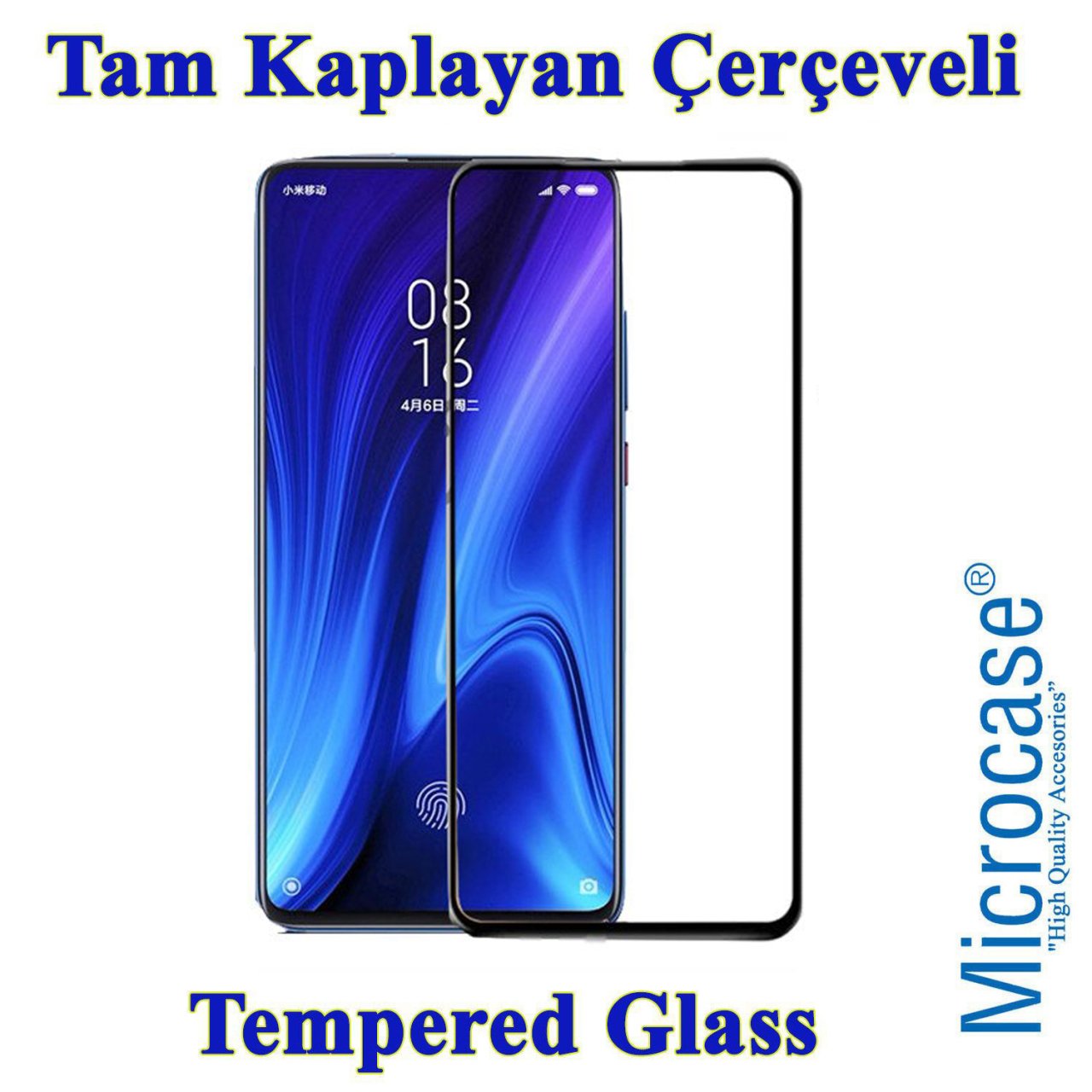 Xiaomi Redmi K20 Pro Tam Kaplayan Çerçeveli Tempered Cam - Siyah