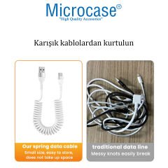 Microcase Type-C Spiral Tasarım USB Şarj ve Data Kablosu 1 metre Beyaz - AL3999