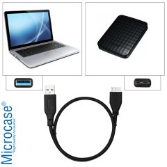 Microcase USB 3.0 Harici HDD Hard Disk Kablosu 30 cm Siyah AL2612
