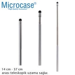 Microcase Universal Telefon Tablet iPad Teleskopik Uzayabilir Akıllı Tahta Sunum Kalemi 37 cm - AL3459 Gümüş