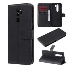 Microcase Xiaomi Redmi Note 8 Pro  Darbeye Dayanıklı Cüzdanlı ve Standlı Kapaklı Deri Kılıf Siyah AL4232