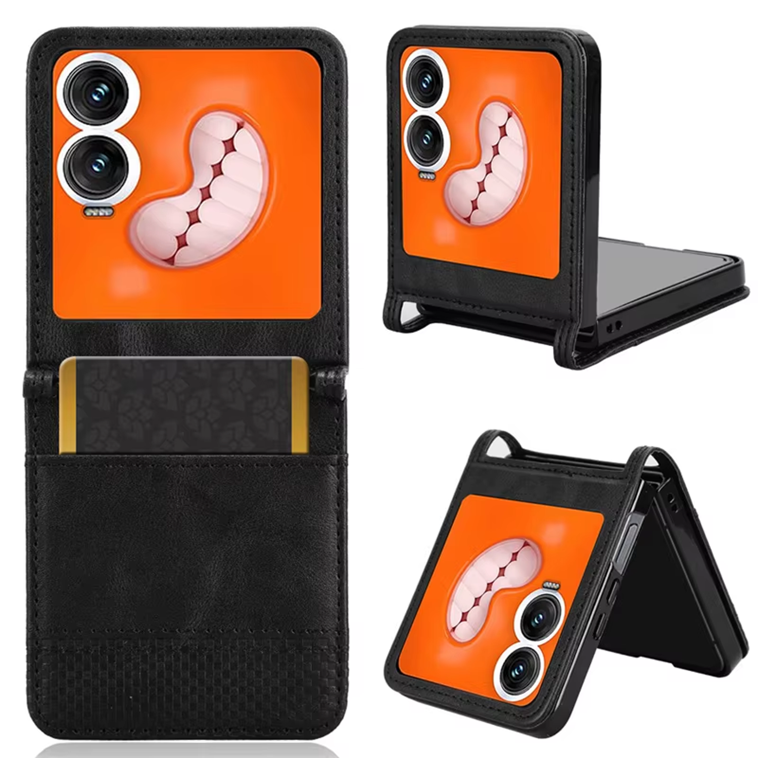 Microcase Tecno Phantom V Flip2 Retro Tasarım Kartlıklı Deri Kılıf-AL5119