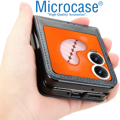 Microcase Tecno Phantom V Flip2 Retro Tasarım Kartlıklı Deri Kılıf-AL5119