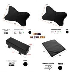 Microcase 5in1 Oyuncu Koltuğu Ortopedik Oturma Seti Boyunluk Bel Destek Minder Kol Dayama AL4339 Siyah