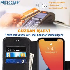 Microcase Huawei P40  Darbeye Dayanıklı Cüzdanlı ve Standlı Kapaklı Deri Kılıf Siyah AL4232