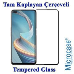 Microcase Oppo Reno 4 Tam Kaplayan Çerçeveli Tempered Ekran Koruyucu - Siyah
