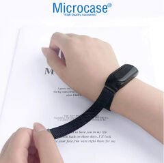 Microcase Apple Watch 9 41 mm Simli Esnek Hasır Örgü Kordon Kayış - KY44-1 Gümüş