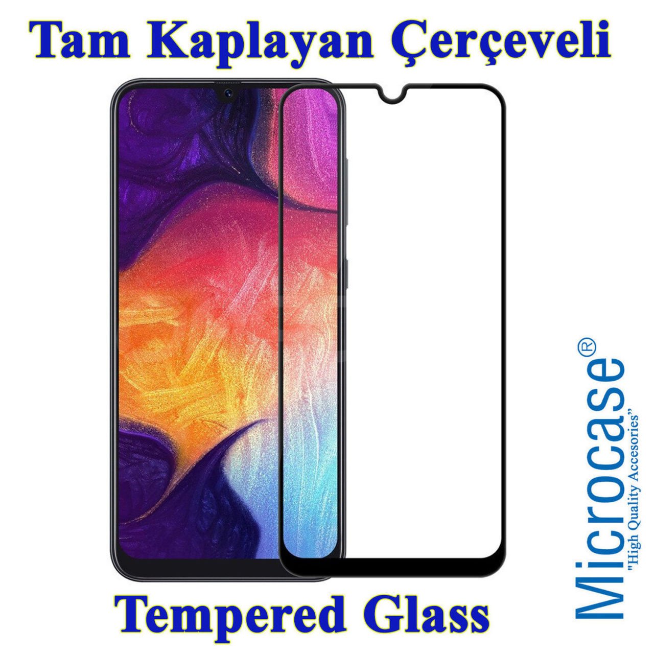 Microcase Samsung Galaxy A02s Tam Kaplayan Çerçeveli Tempered Ekran Koruyucu - Siyah