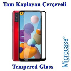 Microcase Samsung A21s Tam Kaplayan Çerçeveli Cam -Siyah
