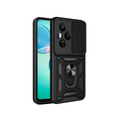 Microcase Xiaomi Redmi Poco M7 Pro 5G/Redmi Note 14 5G QUBEC Serisi Kamera Kapaklı Yüzük Standlı Kılıf-AL5117