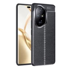 Microcase Honor 300 ile Uyumlu Leather Serisi Deri Efekt Silikon Kılıf - Siyah Al3337