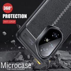 Microcase Honor 300 ile Uyumlu Leather Serisi Deri Efekt Silikon Kılıf - Siyah Al3337