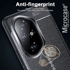 Microcase Honor 300 Pro ile Uyumlu Leather Serisi Deri Efekt Silikon Kılıf - Siyah Al3337