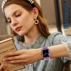 Microcase Apple Watch 9 45 mm Simli Esnek Hasır Örgü Kordon Kayış - KY44-2