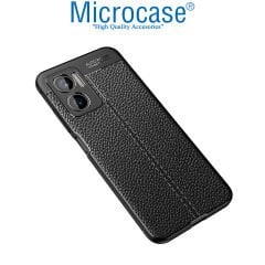 Microcase Xiaomi Redmi Note 11E / Redmi 10 5G Leather Serisi Deri Efekt Silikon Kılıf - Siyah AL3337