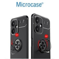 Microcase Poco  M6 5G /Xiaomi Redmi 13C 5G   Focus Serisi Yüzük Standlı Silikon Kılıf - Siyah AL3363