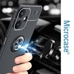 Microcase Poco  M6 5G /Xiaomi Redmi 13C 5G   Focus Serisi Yüzük Standlı Silikon Kılıf - Siyah AL3363