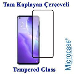 Microcase Oppo Reno 5 5G Tam Kaplayan Çerçeveli Tempered Ekran Koruyucu - Siyah