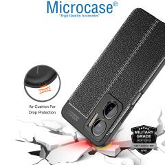 Microcase Xiaomi Redmi Note 11E / Redmi 10 5G Leather Serisi Deri Efekt Silikon Kılıf - Siyah AL3337