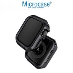 Microcase Apple Watch 7 45 mm Önü Açık Armor Parlak Silikon Kılıf - Siyah