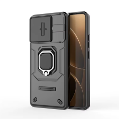 Microcase Xiaomi Redmi Poco M7 Pro 5G/Redmi Note 14 5G ile Uyumlu Kamera Kapaklı Manyetik Mıknatıslı Yüzük Standlı Kılıf-AL5128