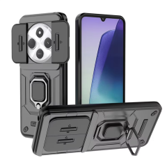 Microcase Xiaomi Redmi Poco M7 Pro 5G/Redmi 14C/Redmi 14R ile Uyumlu Kamera Kapaklı Manyetik Mıknatıslı Yüzük Standlı Kılıf-AL5128