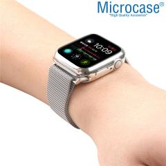 Microcase Apple Watch 7 41 mm Önü Açık Parlak Silikon Kılıf - Gümüş