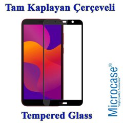 Microcase Huawei Y5P Tam Kaplayan Çerçeveli Cam -Siyah