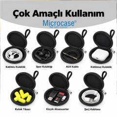 Microcase Mini Yuvarlak Kablolu Kulaklık VB Aksesuar Taşıma Saklama Çantası AL7002