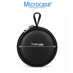 Microcase Mini Yuvarlak Kablolu Kulaklık VB Aksesuar Taşıma Saklama Çantası AL7002