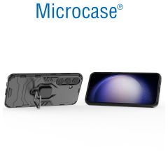 Microcase Samsung S24 Batman Serisi Yüzük Standlı Armor Kılıf - Siyah AL3349