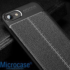 Microcase iPhone SE 2020 Leather Tpu Silikon Kılıf - Siyah