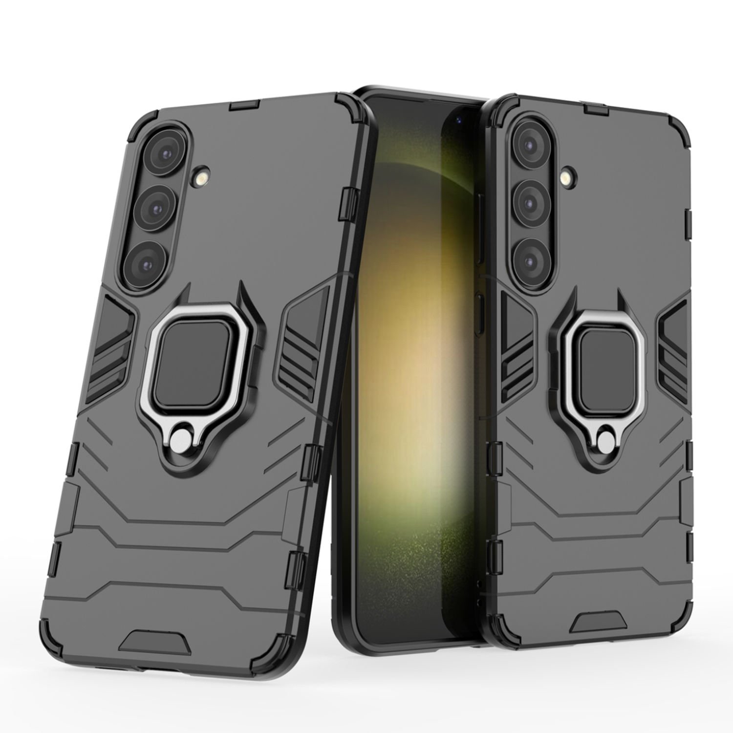 Microcase Samsung S24 Plus  Batman Serisi Yüzük Standlı Armor Kılıf - Siyah AL3349