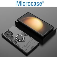 Microcase Samsung S24 Ultra Batman Serisi Yüzük Standlı Armor Kılıf - Siyah AL3349