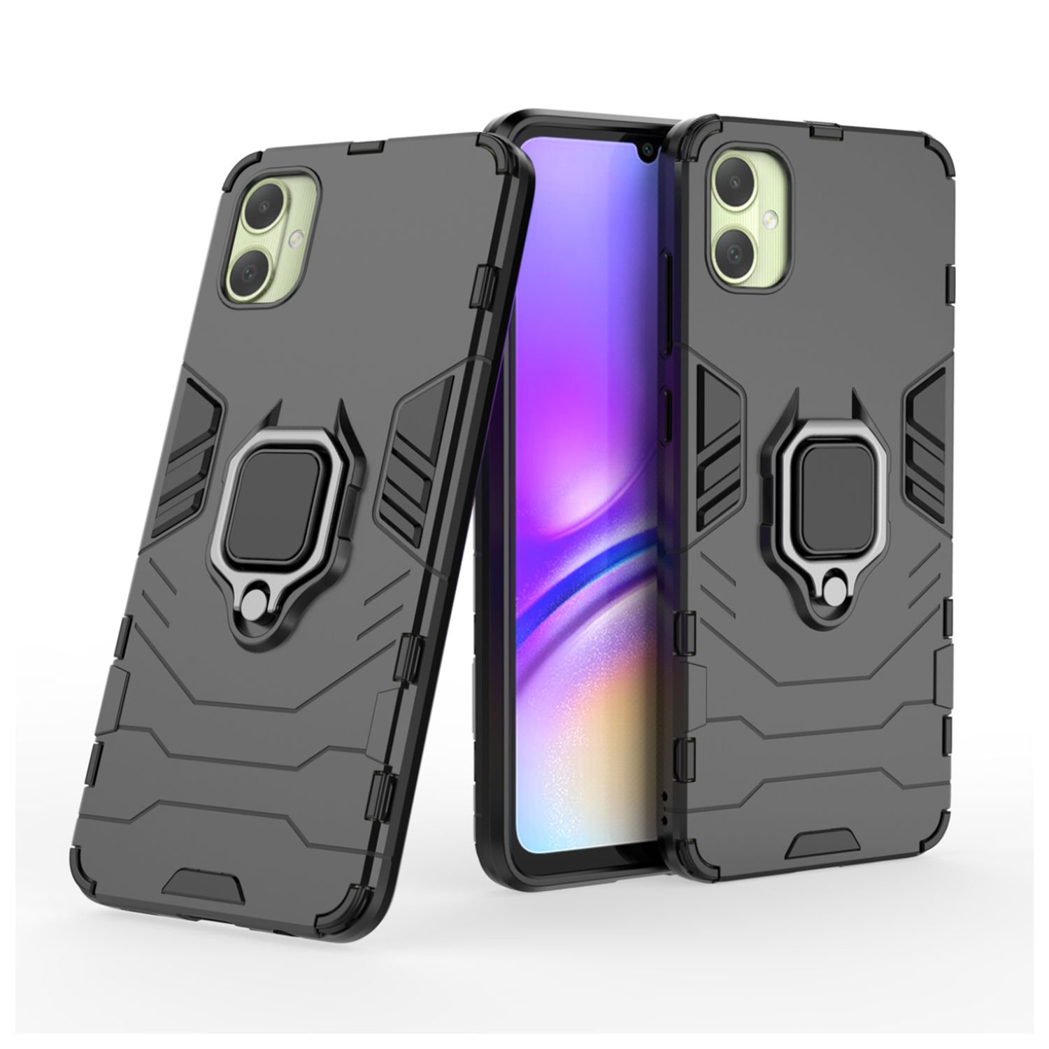 Microcase Samsung  Galaxy A05 Batman Serisi Yüzük Standlı Armor Kılıf - Siyah AL3349